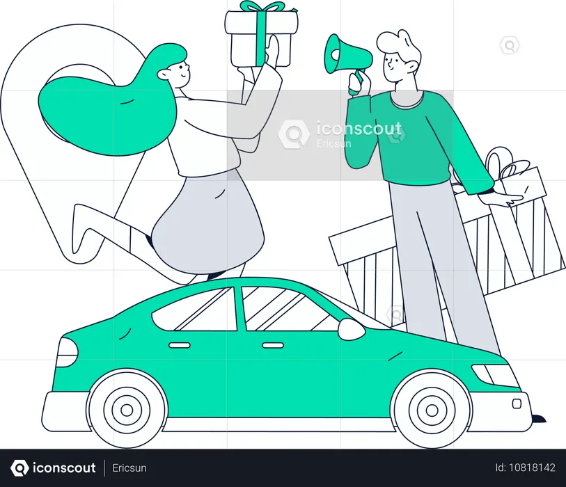 Boy working on car booking  Illustration