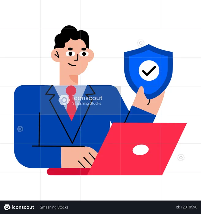 Boy working on cybersecurity  Illustration