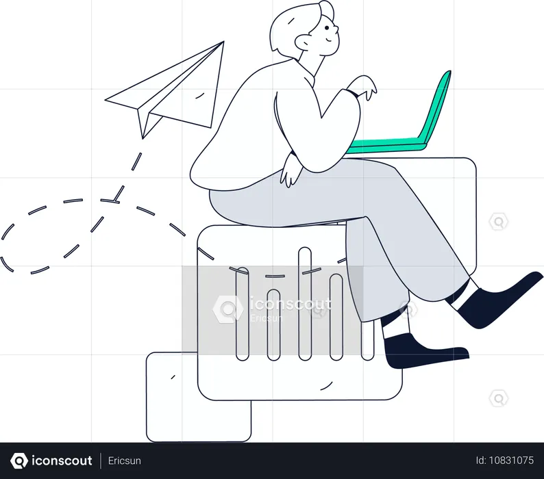 Boy working on data analysis  Illustration