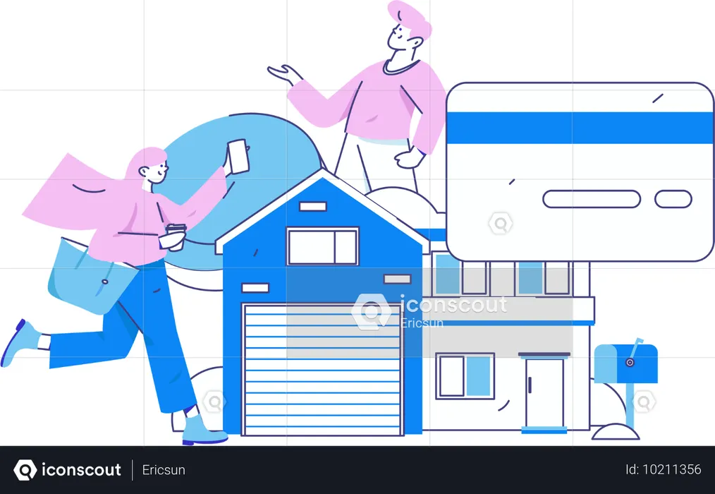 Boy working on property budget  Illustration