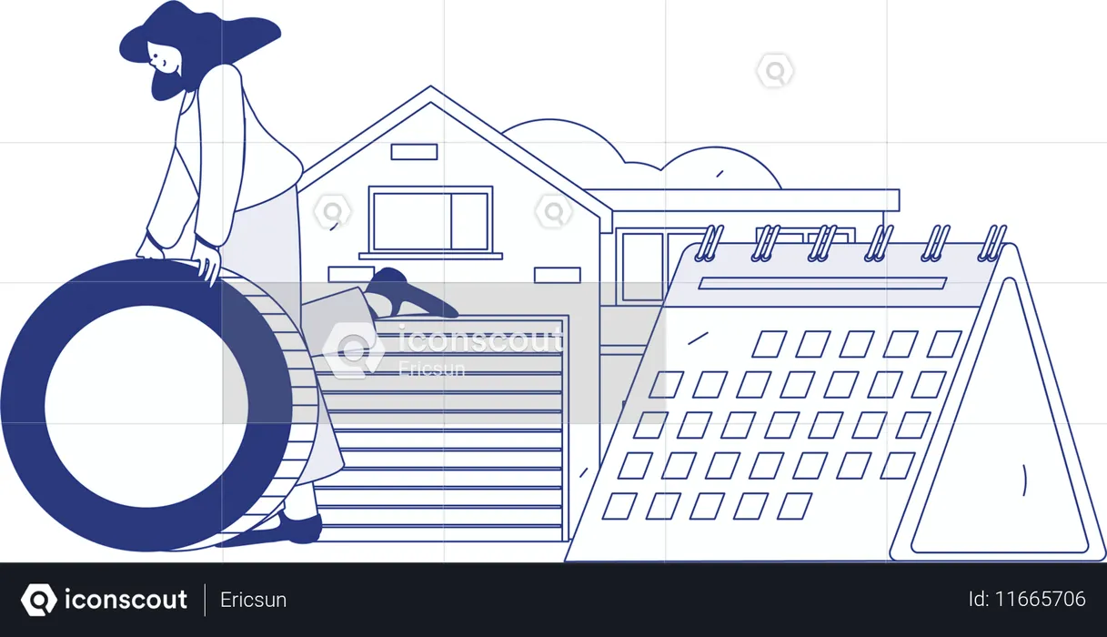 Boy working on property budget  Illustration