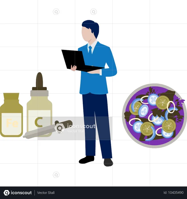 Boy working on supplement details  Illustration