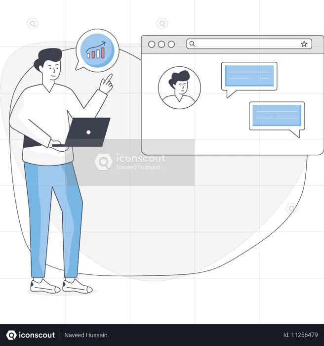 Boy working online  Illustration