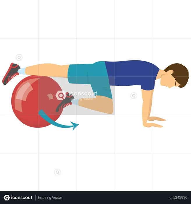 Boy workout with gym ball  Illustration