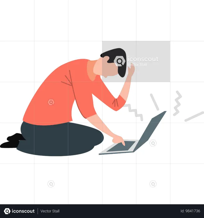 Boy worried about his work  Illustration