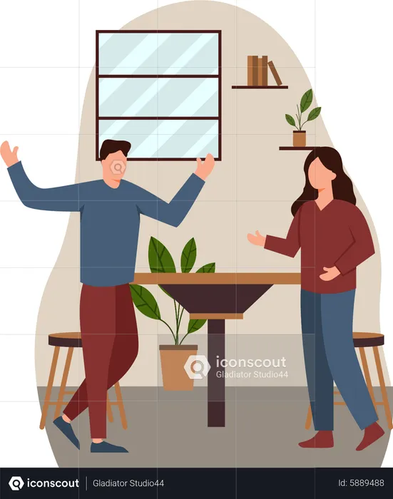 Boyfriend and girlfriend in cafe  Illustration