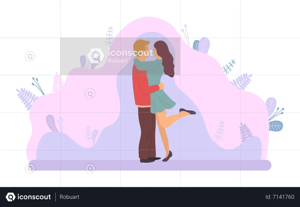 Boyfriend doing hug to his girlfriend  Illustration
