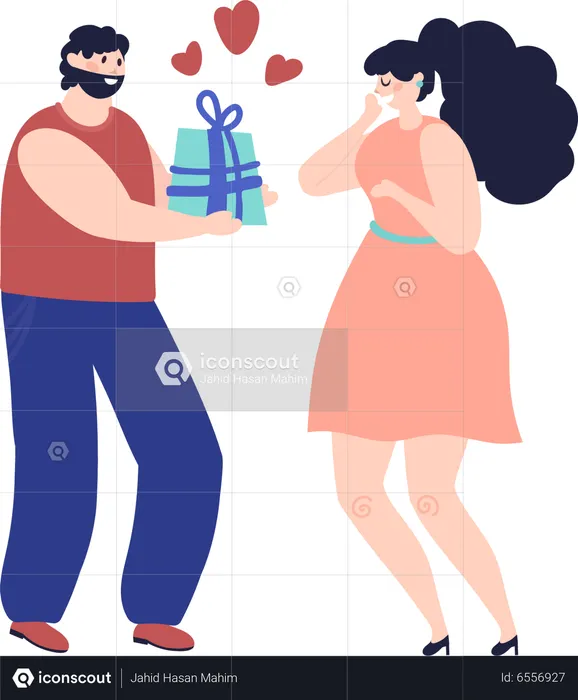 Boyfriend Gifting To Girlfriend  Illustration