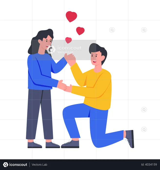 Boyfriend proposing girlfriend  Illustration