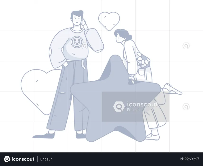 Boyfriend talking with girlfriend on mobile  Illustration
