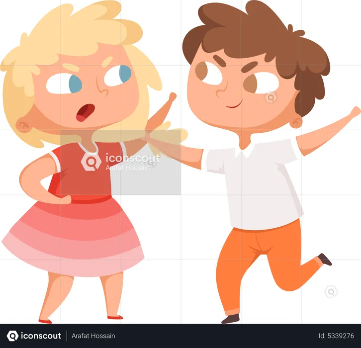 Boys and girl fighting  Illustration