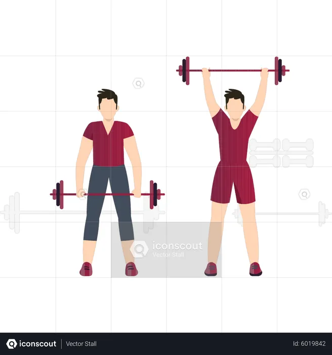 Boys are doing weightlifting  Illustration