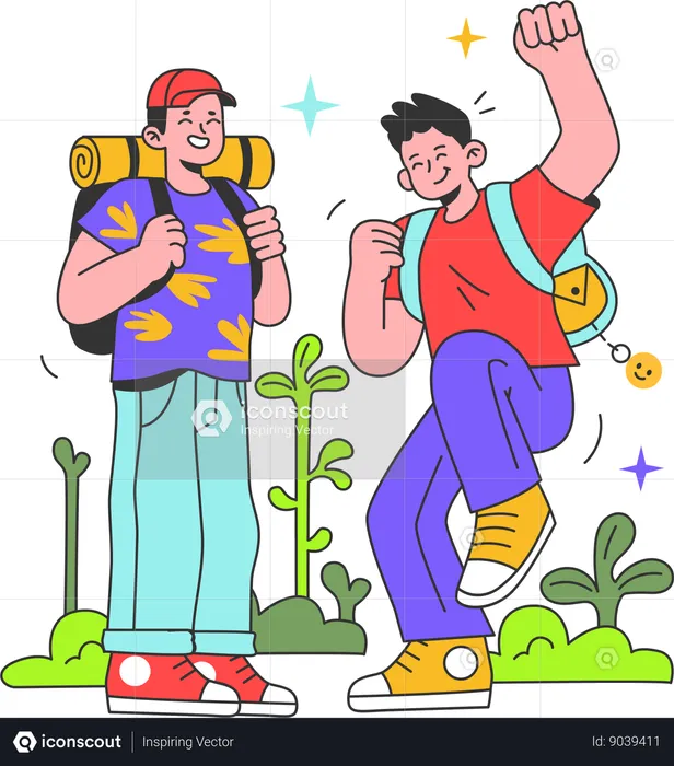 Boys are going for camping  Illustration