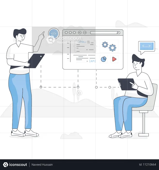 Boys are setting bank website  Illustration