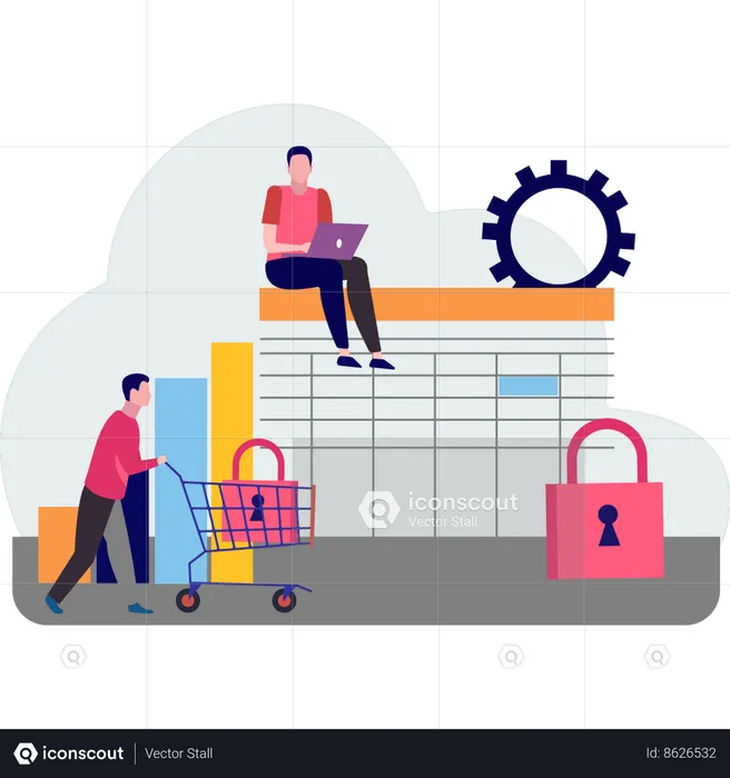Boys are showing business security  Illustration