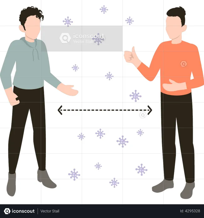 Boys are standing at a safe distance  Illustration