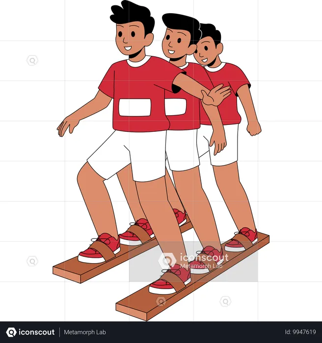 Boys doing Doing Balap Bakiak  Illustration