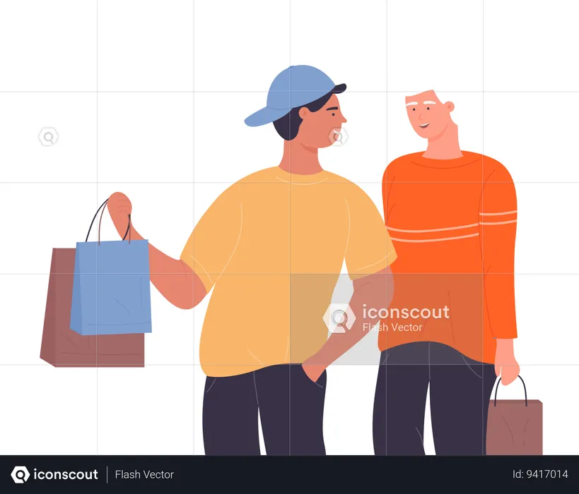 Boys doing shopping  Illustration