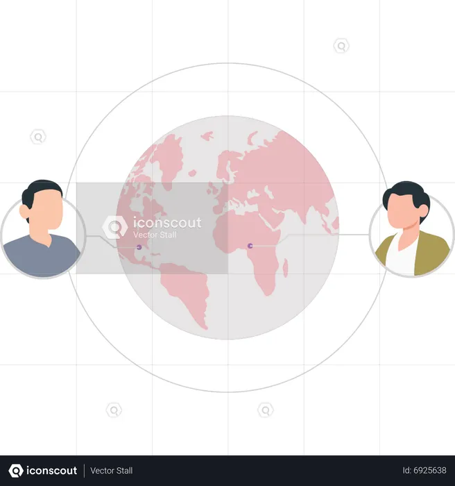 Boys globally connected  Illustration