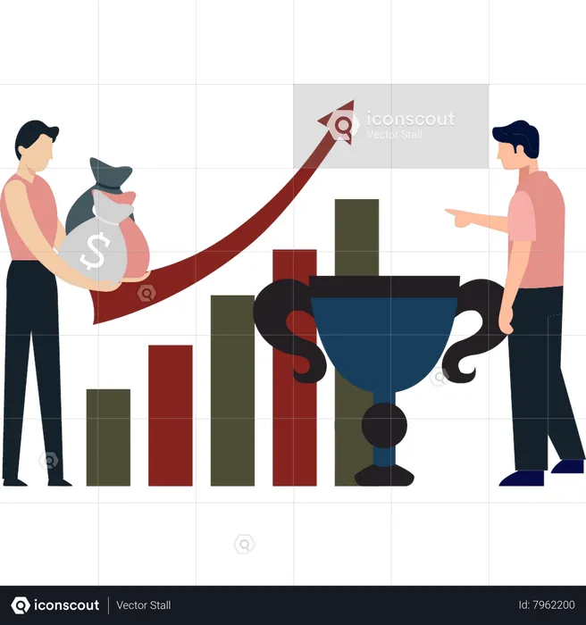 Boys growing  business graph  Illustration