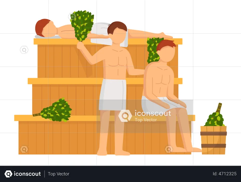Boys in sauna  Illustration