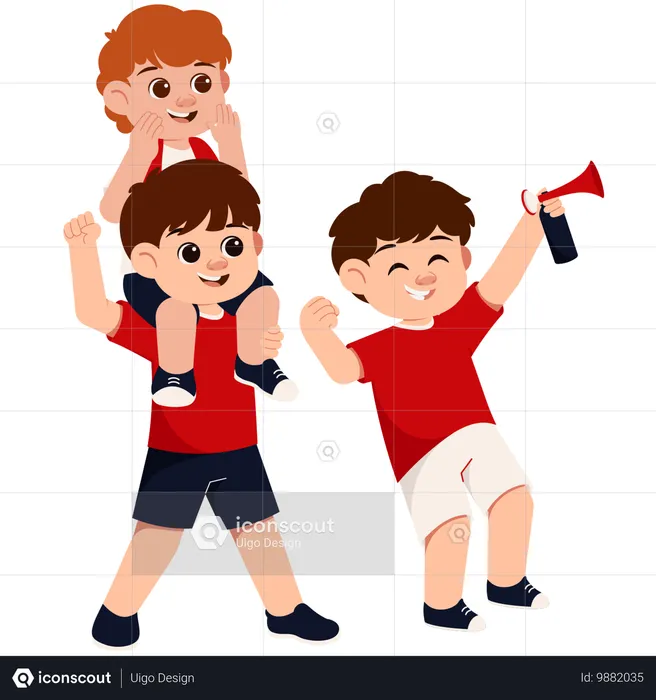 Boys Indonesian Sport Supporters  Illustration