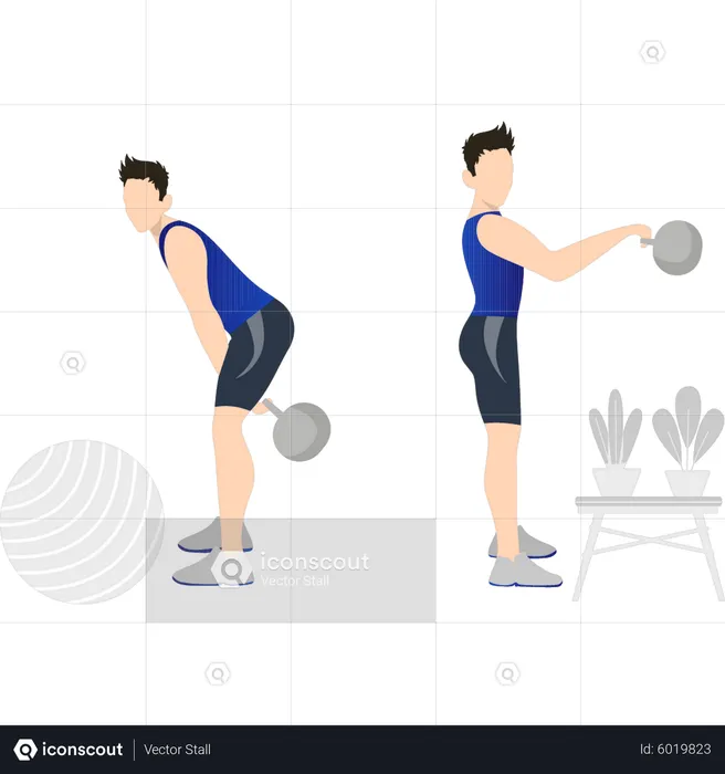 Boys lifting weights for fitness  Illustration