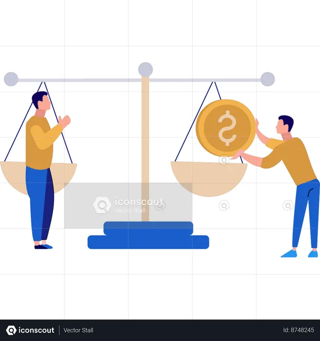 Boys measuring business value  Illustration