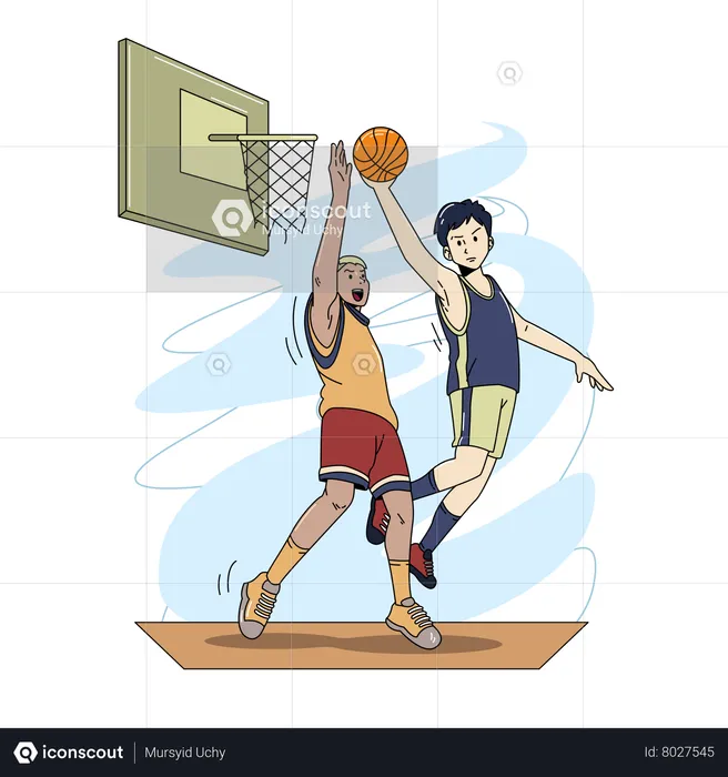 Boys Playing basketball  Illustration