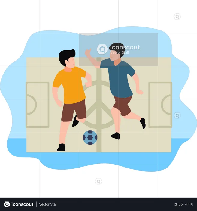 Boys playing soccer match  Illustration