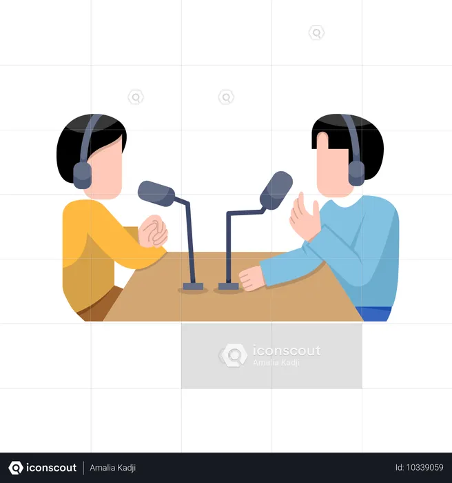 Boys Recording Podcast  Illustration