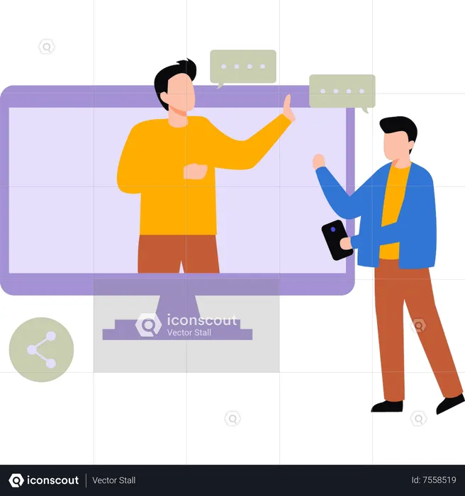 Boys talking on video call  Illustration