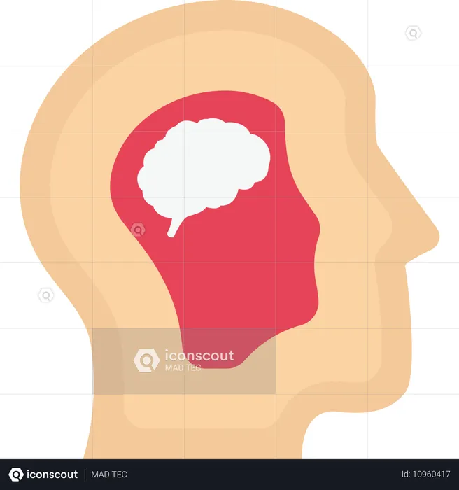 Brain searching with head  Illustration
