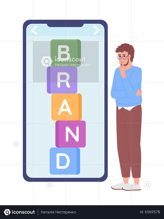 Brand strategist planning digital marketing  Illustration