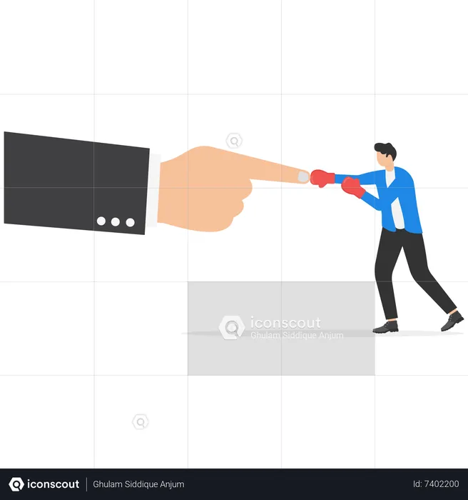 Brave Businessman Fight And Keep Pushing Against Big Business Hands  Illustration
