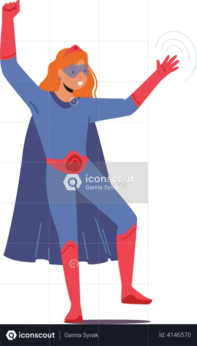 Brave Girl in Superhero Costume  Illustration