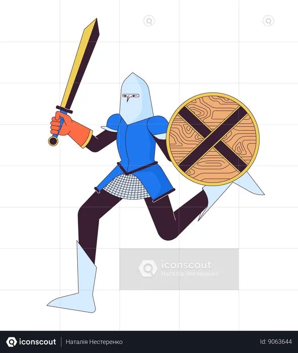Brave knight is running with armor  Illustration