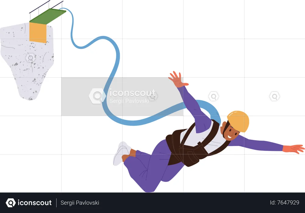 Brave sportsman bungee jumping  Illustration