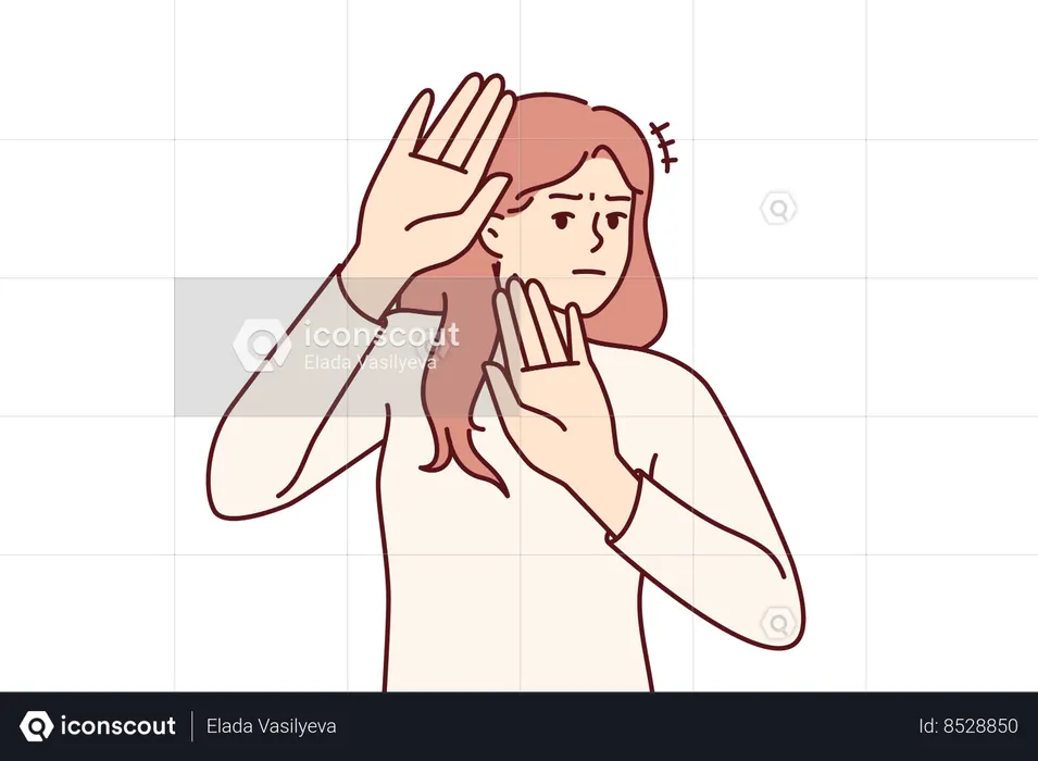 Brave woman makes gesture of refusal  Illustration