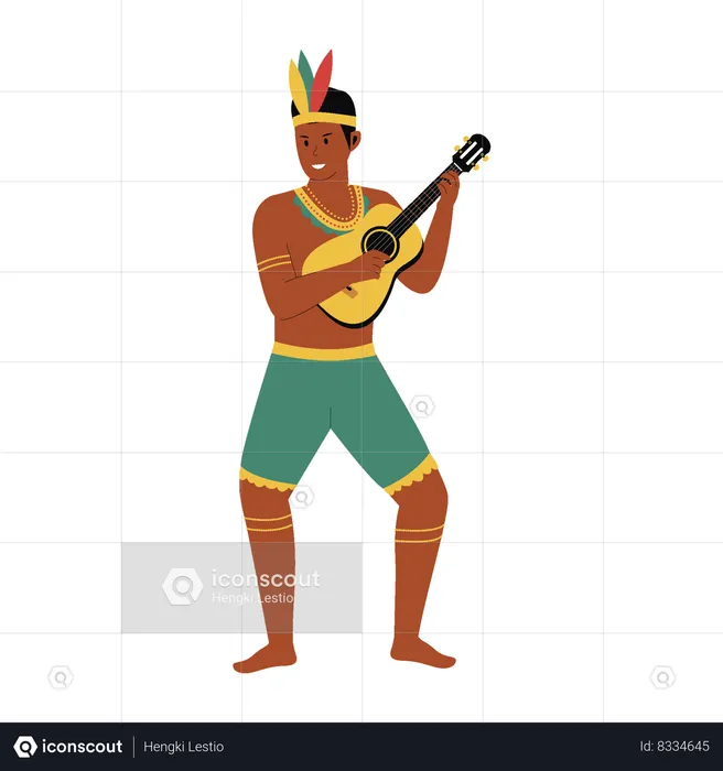 Brazilian Man playing guitar  Illustration
