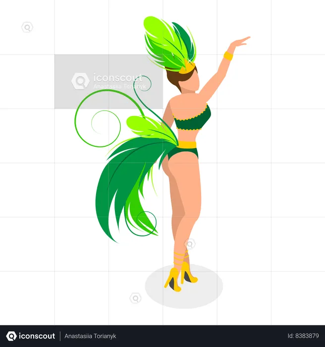 Brazilian samba dancer dancing at carnival  Illustration