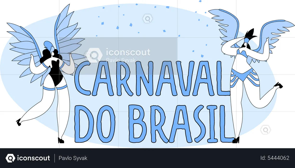 Brazilian Samba Dancers wear Feathers  Illustration