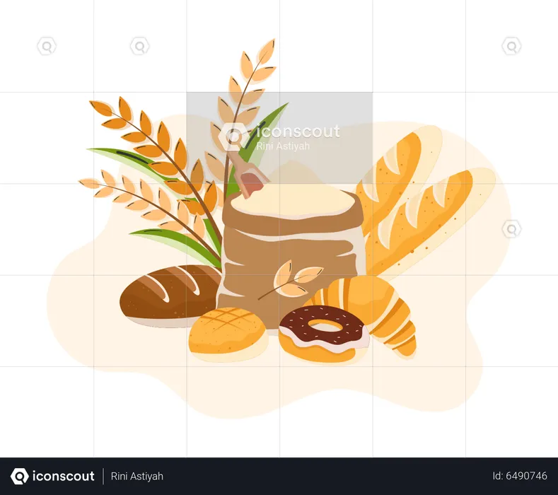 Bread And Harvest Grain  Illustration