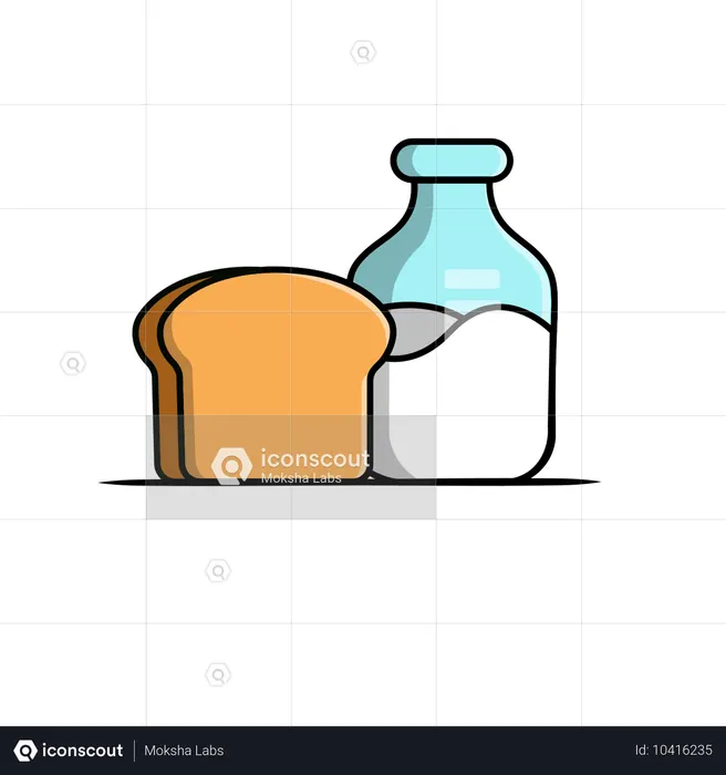 Bread With Milk Bottle  Illustration