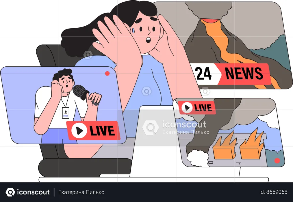 Breaking live news streaming  Illustration