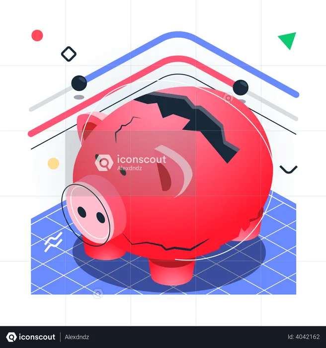 Breaking piggy-bank  Illustration