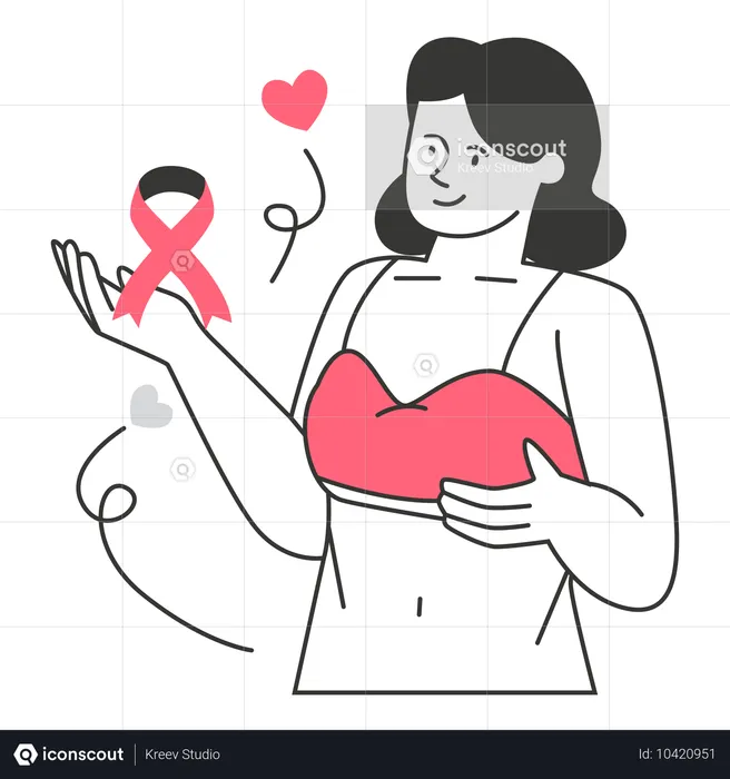 乳がん生存者の強さを示す  イラスト