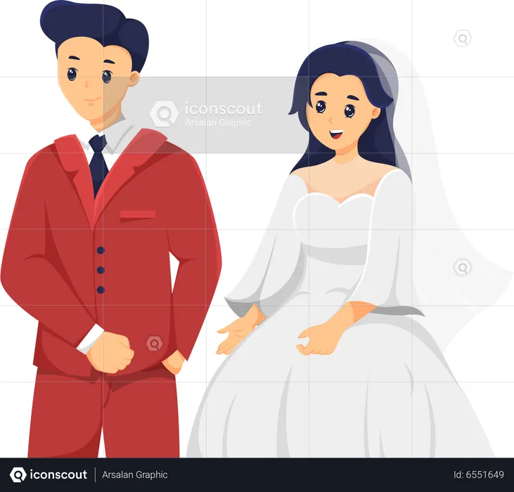 Bride and groom in wedding ceremony  Illustration
