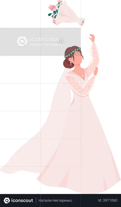 Bride throwing bouquet  Illustration