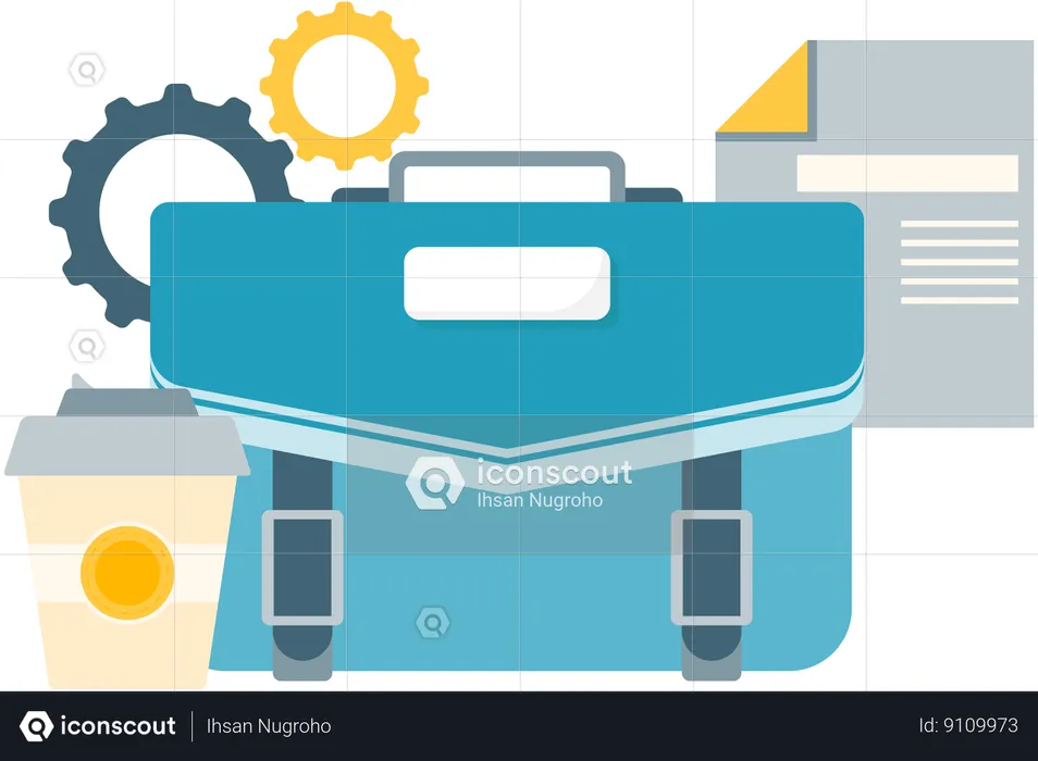 Briefcase and coffee cup  Illustration